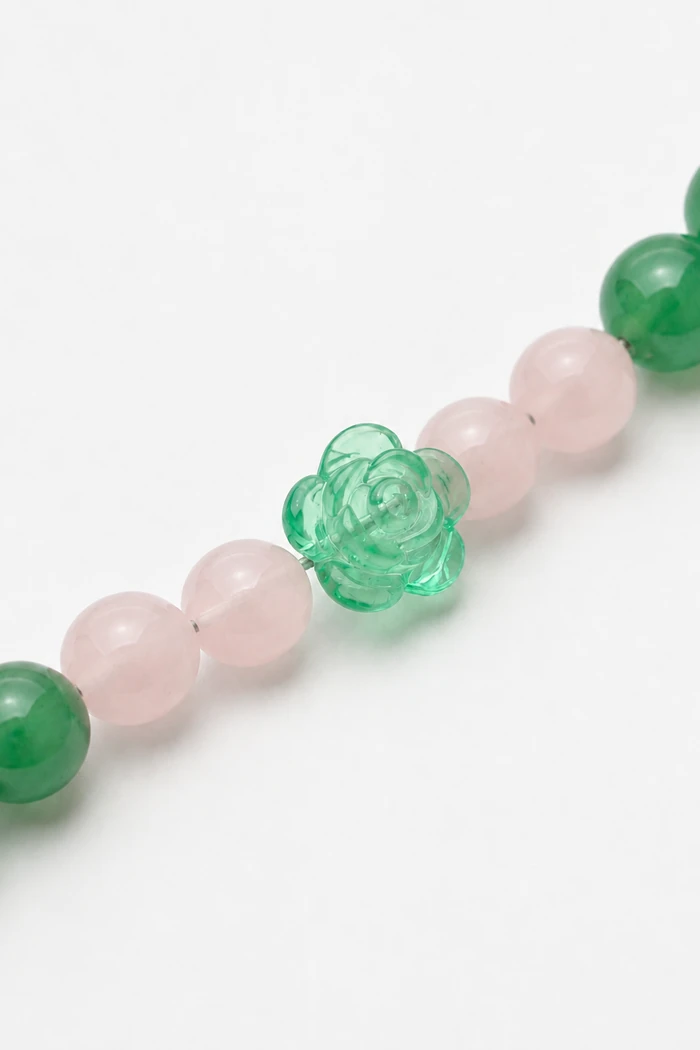 Aventurin 8mm ve Pembe Kuvars Mercimek Kesim Doğal Taş Bileklik (1)