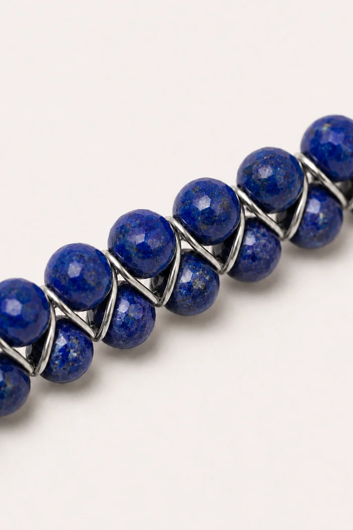 Lapis Lazuli 8mm Çift Sıra Doğal Taş Bileklik (1)