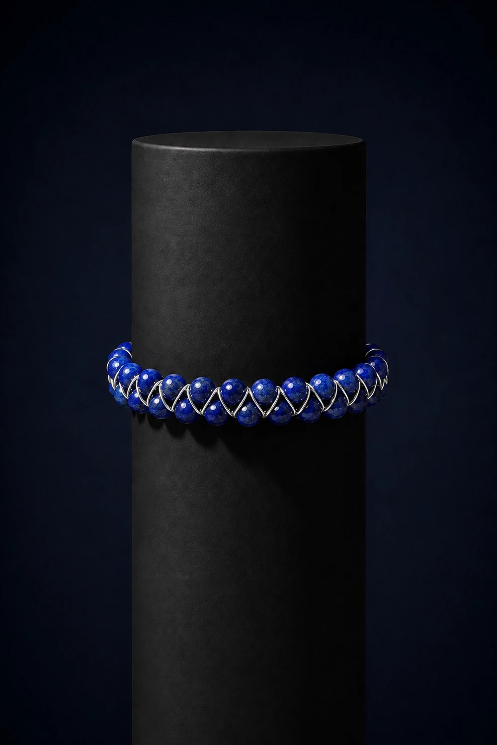 Lapis Lazuli 8mm Çift Sıra Doğal Taş Bileklik ürün görseli gece